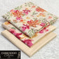 Printed Dhanak with Neckline Embroidery - 3-Piece Unstitched Collection; Cream Rose, actual fabric and design detail.