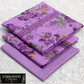Printed Dhanak with Neckline Embroidery - 3-Piece Unstitched Collection; Lilac Botanical, actual fabric and design detail.