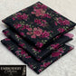 Printed Dhanak with Neckline Embroidery - 3-Piece Unstitched Collection; Black and Pink Floral, actual fabric and design detail.