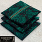 Printed Dhanak with Neckline Embroidery - 3-Piece Unstitched Collection; Emerald Botanical, actual fabric and design detail.