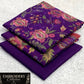 Printed Dhanak with Neckline Embroidery - 3-Piece Unstitched Collection; Violet Leaf, actual fabric and design detail.