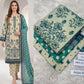 Panel Embroidered Dhanak - 3-Piece Unstitched Collection; Ivory and Teal Botanical, model and fabric view.