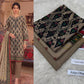Panel Embroidered Dhanak - 3-Piece Unstitched Collection; Charcoal Diamond, model and fabric view.