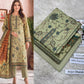 Panel Embroidered Dhanak - 3-Piece Unstitched Collection; Sage Botanical, model and fabric view.