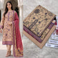 Panel Embroidered Dhanak - 3-Piece Unstitched Collection; Blush and Lilac Floral, model and fabric view.
