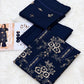 Classic Floral Embroidered Dhanak - 3-Piece Unstitched Collection; Navy, actual fabric and design detail.