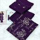 Classic Floral Embroidered Dhanak - 3-Piece Unstitched Collection; Purple, actual fabric and design detail.