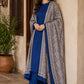 Jacquard Wool Shawl Dhanak - 3-Piece Unstitched Suit; Royal Blue, original model view.