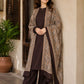 Jacquard Wool Shawl Dhanak - 3-Piece Unstitched Suit; Chocolate, original model view.