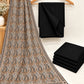 Jacquard Wool Shawl Dhanak - 3-Piece Unstitched Suit; Black, actual fabric and design detail.