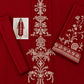 Floral and Motif Dhanak - 2-Piece Unstitched Collection; Crimson Medallion, actual fabric and design detail.