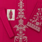 Floral and Motif Dhanak - 2-Piece Unstitched Collection; Fuchsia Medallion, actual fabric and design detail.