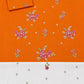 Floral and Motif Dhanak - 2-Piece Unstitched Collection; Orange Rose, actual fabric and design detail.