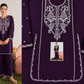 Floral and Motif Dhanak - 2-Piece Unstitched Collection; Plum Necklace, original model view.