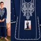 Floral and Motif Dhanak - 2-Piece Unstitched Collection; Navy Necklace, original model view.