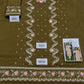 Floral and Motif Dhanak - 2-Piece Unstitched Collection; Olive Floral Vine, actual fabric and design detail.