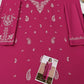 Floral and Motif Dhanak - 2-Piece Unstitched Collection; Fuchsia Floral Vine, actual fabric and design detail.