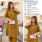 Floral and Motif Dhanak - 2-Piece Unstitched Collection; Mustard Windowpane, original model view.