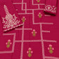 Floral and Motif Dhanak - 2-Piece Unstitched Collection; Fuchsia Windowpane, actual fabric and design detail.