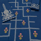 Floral and Motif Dhanak - 2-Piece Unstitched Collection; Navy Windowpane, actual fabric and design detail.
