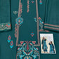 Floral and Motif Dhanak - 2-Piece Unstitched Collection; Teal Botanical, actual fabric and design detail.