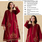Floral and Motif Dhanak - 2-Piece Unstitched Collection; Red Botanical, original model view.