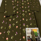 Floral and Motif Dhanak - 2-Piece Unstitched Collection; Olive Sprig, actual fabric and design detail.