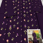 Floral and Motif Dhanak - 2-Piece Unstitched Collection; Purple Sprig, actual fabric and design detail.
