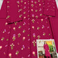 Floral and Motif Dhanak - 2-Piece Unstitched Collection; Fuchsia Sprig, actual fabric and design detail.