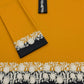 Floral and Motif Dhanak - 2-Piece Unstitched Collection; Mustard and Cream Border, actual fabric and design detail.