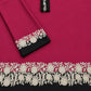 Floral and Motif Dhanak - 2-Piece Unstitched Collection; Fuchsia and Cream Border, actual fabric and design detail.