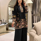 Floral and Motif Dhanak - 2-Piece Unstitched Collection; Black Border Bloom, original model view.