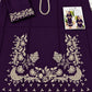 Floral and Motif Dhanak - 2-Piece Unstitched Collection; Purple Scroll Hem, actual fabric and design detail.