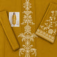 Floral and Motif Dhanak - 2-Piece Unstitched Collection; Mustard Medallion, actual fabric and design detail.