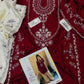 Sequin Embroidered Silk - 2-Piece Unstitched Suit; Burgundy and Ivory, actual fabric and design detail.
