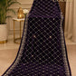 Sequin Velvet Shawl - 2.5-Yard Ready-to-Wear; Diamond - Purple, shawl design view.