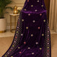 Sequin Velvet Shawl - 2.5-Yard Ready-to-Wear; Motif - Purple, shawl design view.