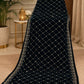 Sequin Velvet Shawl - 2.5-Yard Ready-to-Wear; Diamond - Black, shawl design view.