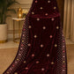 Sequin Velvet Shawl - 2.5-Yard Ready-to-Wear; Motif - Maroon, shawl design view.