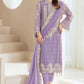 Lilac Alizeh chiffon suit: original front model photograph
