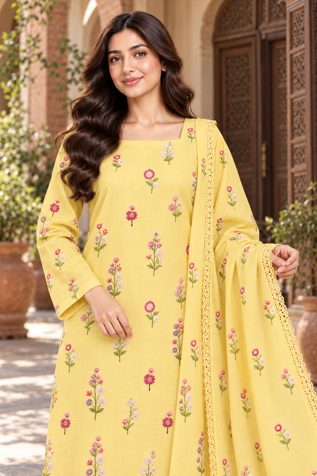 Indian Booti Dhanak — Lemon close view