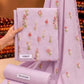 Lilac Indian Booti Dhanak — actual unstitched shirt, trouser and embroidered dupatta fabric