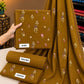 Mustard Indian Booti Dhanak — actual unstitched shirt, trouser and embroidered dupatta fabric