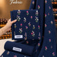 Navy Indian Booti Dhanak — actual unstitched shirt, trouser and embroidered dupatta fabric