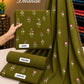 Olive Indian Booti Dhanak — actual unstitched shirt, trouser and embroidered dupatta fabric
