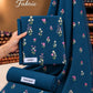 Petrol Blue Indian Booti Dhanak — actual unstitched shirt, trouser and embroidered dupatta fabric