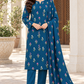 Indian Booti Dhanak — Petrol Blue front view