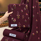Plum Indian Booti Dhanak — actual unstitched shirt, trouser and embroidered dupatta fabric