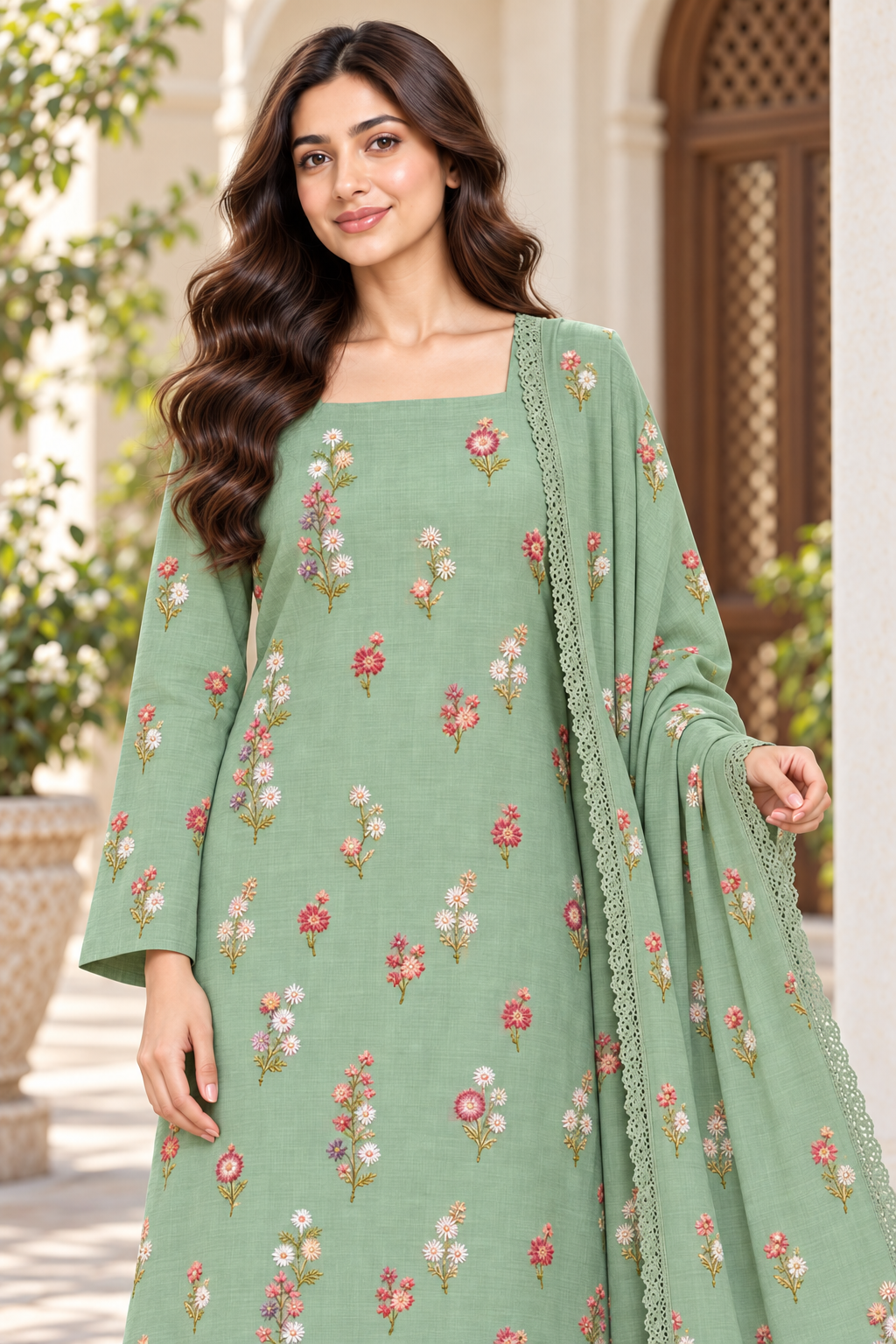 Indian Booti Dhanak — Sage close view