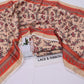 Cream and red floral printed unstitched Karandi fabric with matching pieces